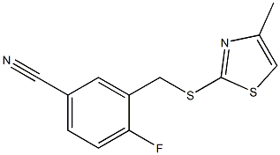 4-fluoro-3-{[(4-methyl-1,3-thiazol-2-yl)sulfanyl]methyl}benzonitrile,,结构式