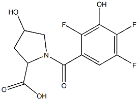 4-hydroxy-1-[(2,4,5-trifluoro-3-hydroxyphenyl)carbonyl]pyrrolidine-2-carboxylic acid,,结构式