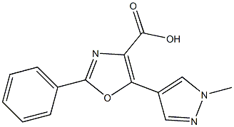 5-(1-methyl-1H-pyrazol-4-yl)-2-phenyl-1,3-oxazole-4-carboxylic acid,,结构式