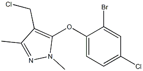 5-(2-bromo-4-chlorophenoxy)-4-(chloromethyl)-1,3-dimethyl-1H-pyrazole 化学構造式