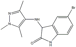 5-bromo-3-[(1,3,5-trimethyl-1H-pyrazol-4-yl)amino]-2,3-dihydro-1H-indol-2-one,,结构式