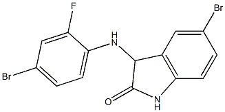5-bromo-3-[(4-bromo-2-fluorophenyl)amino]-2,3-dihydro-1H-indol-2-one,,结构式