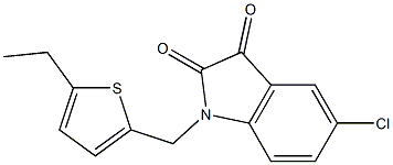 5-chloro-1-[(5-ethylthiophen-2-yl)methyl]-2,3-dihydro-1H-indole-2,3-dione,,结构式