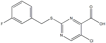 5-chloro-2-[(3-fluorobenzyl)thio]pyrimidine-4-carboxylic acid,,结构式