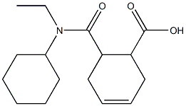 6-{[cyclohexyl(ethyl)amino]carbonyl}cyclohex-3-ene-1-carboxylic acid,,结构式