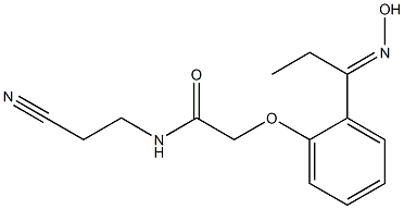 N-(2-cyanoethyl)-2-{2-[(1E)-N-hydroxypropanimidoyl]phenoxy}acetamide 化学構造式