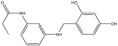 N-(3-{[(2,4-dihydroxyphenyl)methyl]amino}phenyl)propanamide 化学構造式