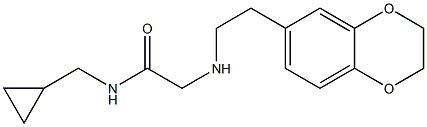 N-(cyclopropylmethyl)-2-{[2-(2,3-dihydro-1,4-benzodioxin-6-yl)ethyl]amino}acetamide 化学構造式