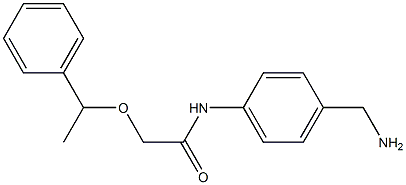 N-[4-(aminomethyl)phenyl]-2-(1-phenylethoxy)acetamide Struktur