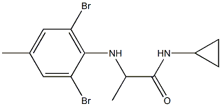 N-cyclopropyl-2-[(2,6-dibromo-4-methylphenyl)amino]propanamide Struktur