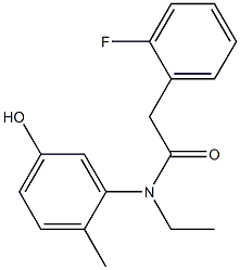 N-ethyl-2-(2-fluorophenyl)-N-(5-hydroxy-2-methylphenyl)acetamide,,结构式