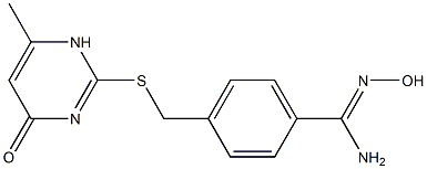 N'-hydroxy-4-{[(6-methyl-4-oxo-1,4-dihydropyrimidin-2-yl)sulfanyl]methyl}benzene-1-carboximidamide 化学構造式