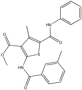 methyl 5-(anilinocarbonyl)-4-methyl-2-[(3-methylbenzoyl)amino]-3-thiophenecarboxylate,,结构式