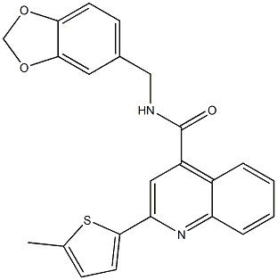 N-(1,3-benzodioxol-5-ylmethyl)-2-(5-methyl-2-thienyl)-4-quinolinecarboxamide 化学構造式