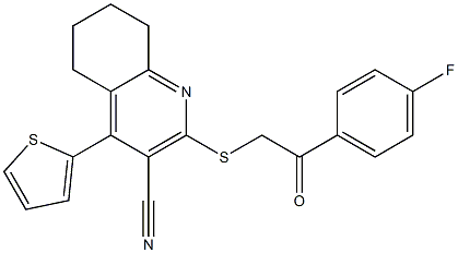 2-{[2-(4-fluorophenyl)-2-oxoethyl]sulfanyl}-4-(2-thienyl)-5,6,7,8-tetrahydro-3-quinolinecarbonitrile Struktur