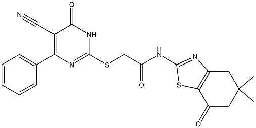 2-[(5-cyano-6-oxo-4-phenyl-1,6-dihydro-2-pyrimidinyl)sulfanyl]-N-(5,5-dimethyl-7-oxo-4,5,6,7-tetrahydro-1,3-benzothiazol-2-yl)acetamide