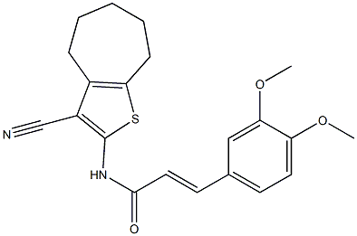 N-(3-cyano-5,6,7,8-tetrahydro-4H-cyclohepta[b]thien-2-yl)-3-(3,4-dimethoxyphenyl)acrylamide Struktur