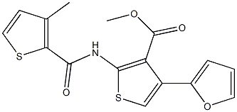 methyl 4-(2-furyl)-2-{[(3-methyl-2-thienyl)carbonyl]amino}-3-thiophenecarboxylate Struktur