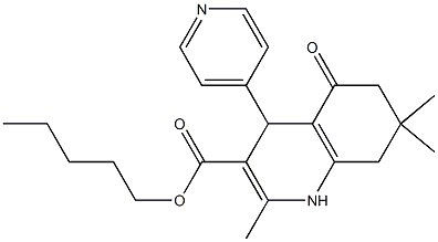 pentyl 2,7,7-trimethyl-5-oxo-4-(4-pyridinyl)-1,4,5,6,7,8-hexahydro-3-quinolinecarboxylate,,结构式