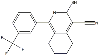 3-sulfanyl-1-[3-(trifluoromethyl)phenyl]-5,6,7,8-tetrahydro-4-isoquinolinecarbonitrile Struktur