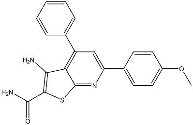 3-amino-6-(4-methoxyphenyl)-4-phenylthieno[2,3-b]pyridine-2-carboxamide Struktur