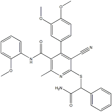 6-[(2-amino-2-oxo-1-phenylethyl)sulfanyl]-5-cyano-4-(3,4-dimethoxyphenyl)-N-(2-methoxyphenyl)-2-methylnicotinamide