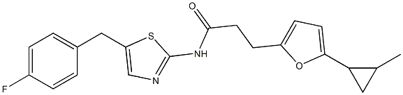 N-[5-(4-fluorobenzyl)-1,3-thiazol-2-yl]-3-[5-(2-methylcyclopropyl)-2-furyl]propanamide Structure