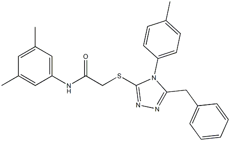 2-{[5-benzyl-4-(4-methylphenyl)-4H-1,2,4-triazol-3-yl]sulfanyl}-N-(3,5-dimethylphenyl)acetamide,,结构式