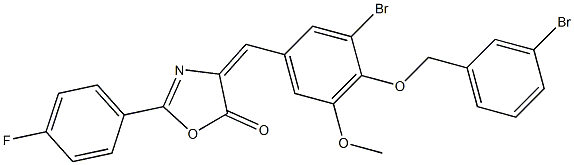 4-{3-bromo-4-[(3-bromobenzyl)oxy]-5-methoxybenzylidene}-2-(4-fluorophenyl)-1,3-oxazol-5(4H)-one Structure