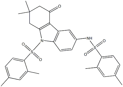 N-{9-[(2,4-dimethylphenyl)sulfonyl]-2,2-dimethyl-4-oxo-2,3,4,9-tetrahydro-1H-carbazol-6-yl}-2,4-dimethylbenzenesulfonamide 化学構造式