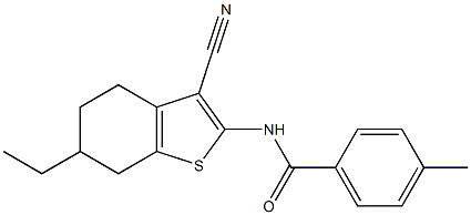 N-(3-cyano-6-ethyl-4,5,6,7-tetrahydro-1-benzothien-2-yl)-4-methylbenzamide 结构式