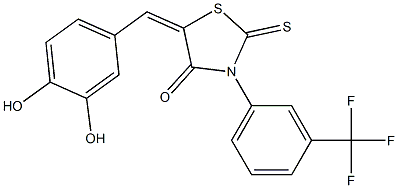 5-(3,4-dihydroxybenzylidene)-2-thioxo-3-[3-(trifluoromethyl)phenyl]-1,3-thiazolidin-4-one 结构式