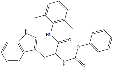 phenyl 2-(2,6-dimethylanilino)-1-(1H-indol-3-ylmethyl)-2-oxoethylcarbamate Struktur
