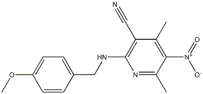 5-nitro-2-[(4-methoxybenzyl)amino]-4,6-dimethylnicotinonitrile Structure