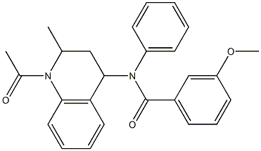 N-(1-acetyl-2-methyl-1,2,3,4-tetrahydro-4-quinolinyl)-3-methoxy-N-phenylbenzamide,,结构式