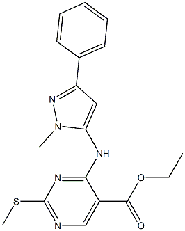 ethyl 4-[(1-methyl-3-phenyl-1H-pyrazol-5-yl)amino]-2-(methylsulfanyl)-5-pyrimidinecarboxylate Struktur