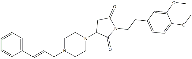 3-(4-cinnamyl-1-piperazinyl)-1-[2-(3,4-dimethoxyphenyl)ethyl]-2,5-pyrrolidinedione 结构式