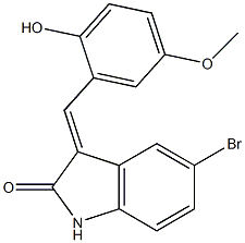 5-bromo-3-(2-hydroxy-5-methoxybenzylidene)-1,3-dihydro-2H-indol-2-one,,结构式