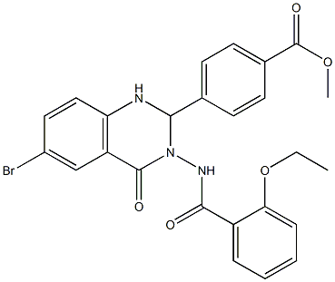 methyl 4-{6-bromo-3-[(2-ethoxybenzoyl)amino]-4-oxo-1,2,3,4-tetrahydro-2-quinazolinyl}benzoate,,结构式