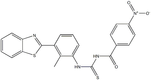 N-[3-(1,3-benzothiazol-2-yl)-2-methylphenyl]-N'-{4-nitrobenzoyl}thiourea 化学構造式