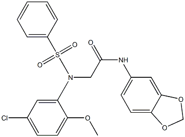 N-(1,3-benzodioxol-5-yl)-2-[5-chloro-2-methoxy(phenylsulfonyl)anilino]acetamide Struktur