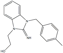 2-[2-imino-3-(4-methylbenzyl)-2,3-dihydro-1H-benzimidazol-1-yl]ethanol,,结构式