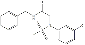 N-benzyl-2-[3-chloro-2-methyl(methylsulfonyl)anilino]acetamide Structure