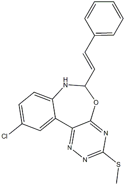 10-chloro-3-(methylsulfanyl)-6-(2-phenylvinyl)-6,7-dihydro[1,2,4]triazino[5,6-d][3,1]benzoxazepine 化学構造式
