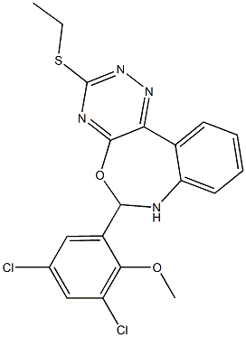 6-(3,5-dichloro-2-methoxyphenyl)-3-(ethylsulfanyl)-6,7-dihydro[1,2,4]triazino[5,6-d][3,1]benzoxazepine Struktur