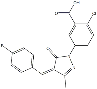 2-chloro-5-[4-(4-fluorobenzylidene)-3-methyl-5-oxo-4,5-dihydro-1H-pyrazol-1-yl]benzoic acid Structure