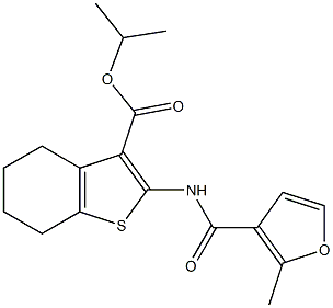 isopropyl 2-[(2-methyl-3-furoyl)amino]-4,5,6,7-tetrahydro-1-benzothiophene-3-carboxylate 化学構造式