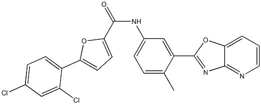 5-(2,4-dichlorophenyl)-N-(4-methyl-3-[1,3]oxazolo[4,5-b]pyridin-2-ylphenyl)-2-furamide Struktur