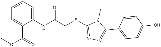 methyl 2-[({[5-(4-hydroxyphenyl)-4-methyl-4H-1,2,4-triazol-3-yl]sulfanyl}acetyl)amino]benzoate,,结构式