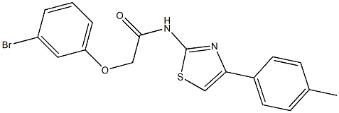 2-(3-bromophenoxy)-N-[4-(4-methylphenyl)-1,3-thiazol-2-yl]acetamide,,结构式